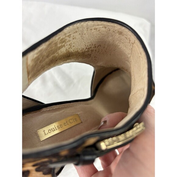Louise et Cie Peeptoe Booties Heels Leopard Animal Print Brown Black 8.5 B Calf - Picture 10 of 16